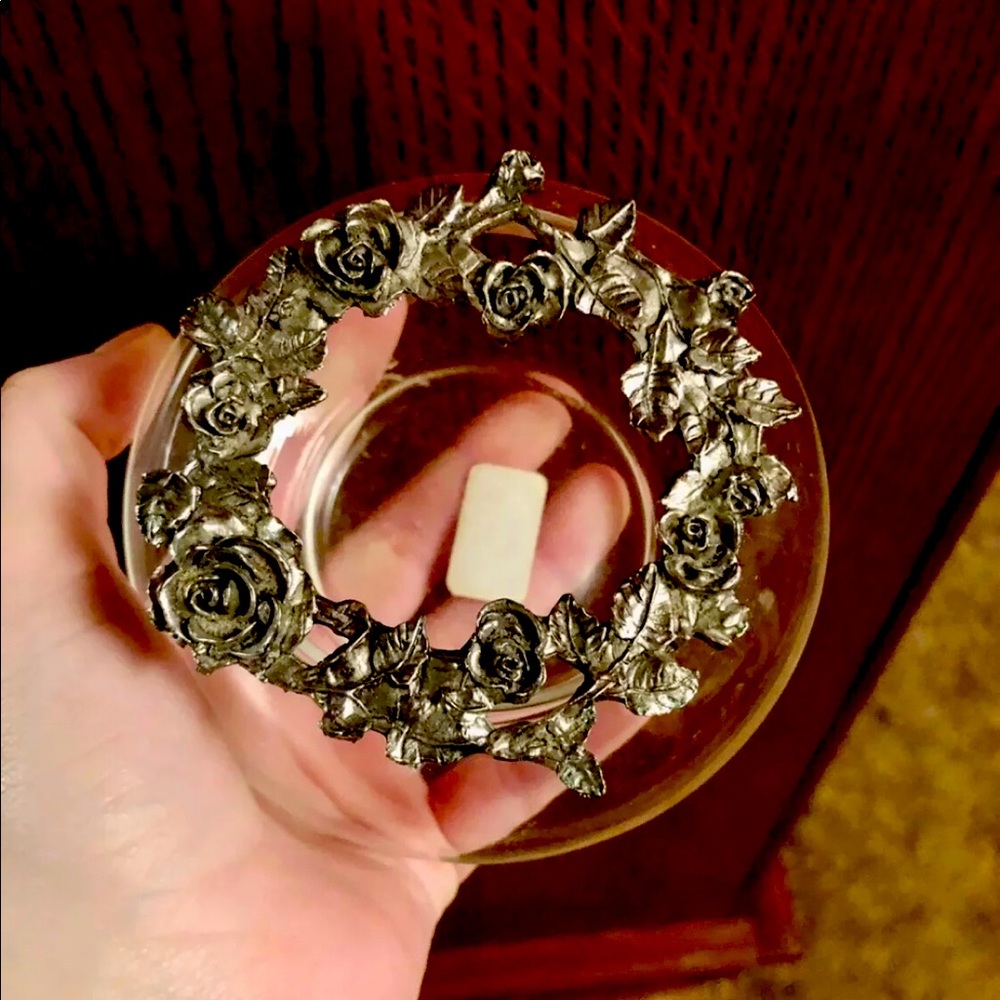 Interpur Glass Jardinera, Vintage, Sterling Silver